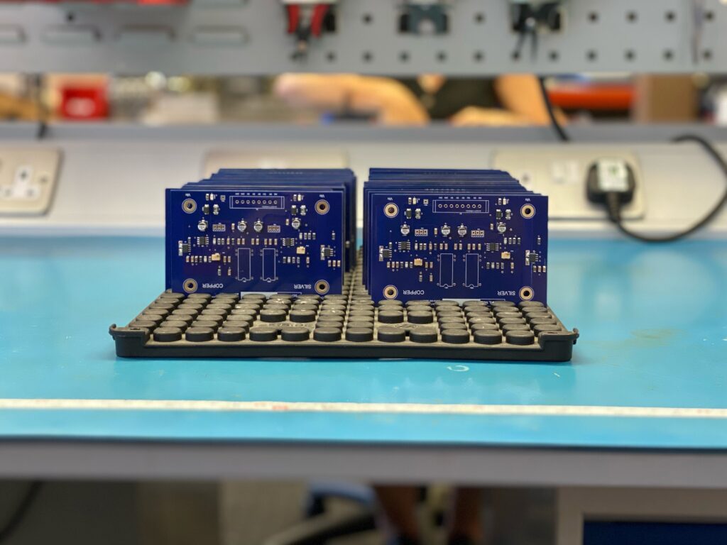 Multiple PCBs after manufacturing. 